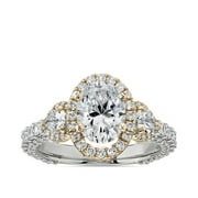 2.50 Carat (F-G/VS1) IGI Certified Beautiful Oval Cut Lab Grown Diamond Solitaire Wedding Ring for Women Solid 14K White Gold Size 7